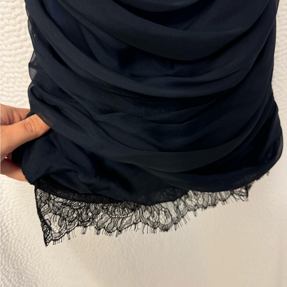 Vintage Diane Von Furstenberg Silk and Lace Ruched Strapless Dress - Sz. 0 - Picture 9 of 12